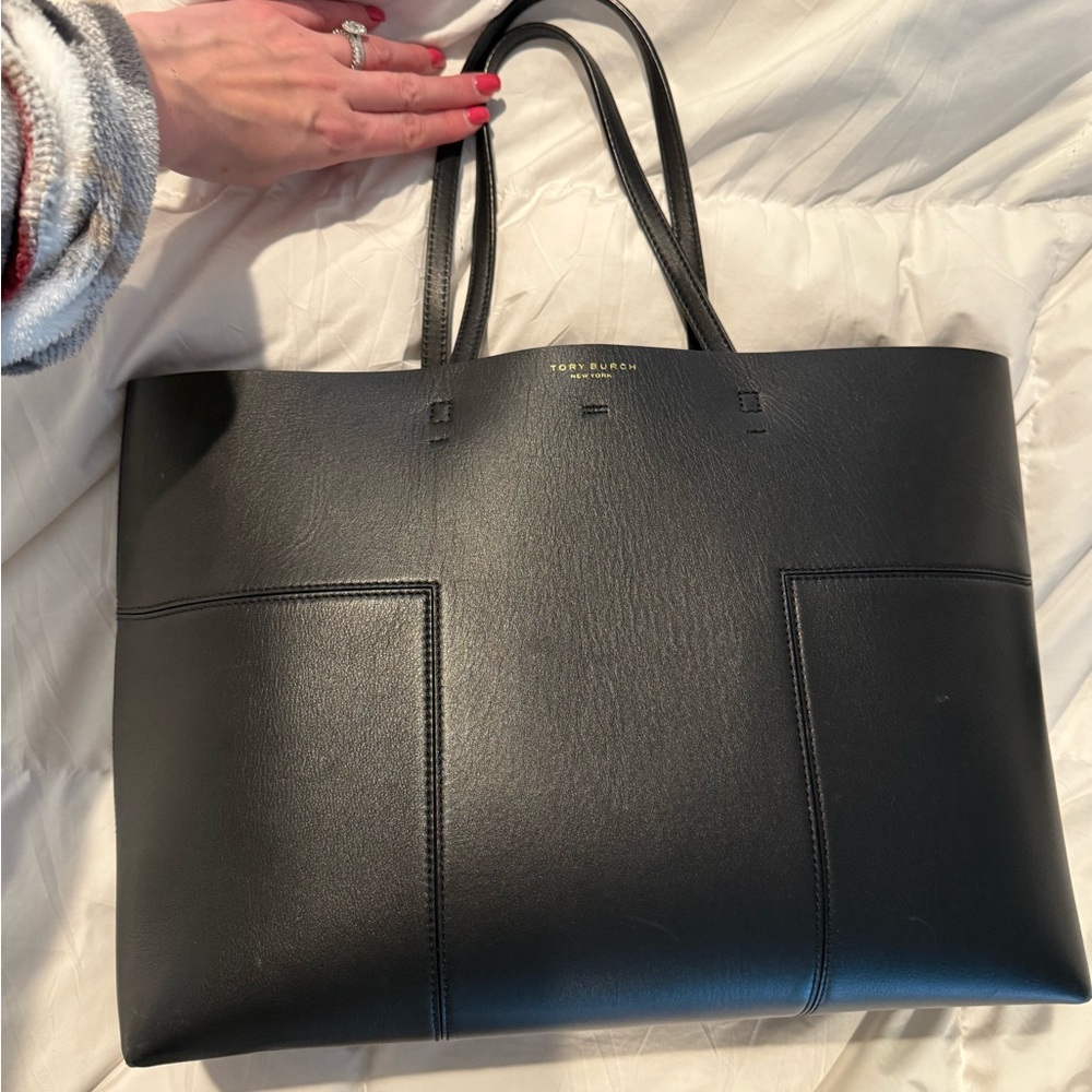 Tory Burch Black Leather Tote Bag
